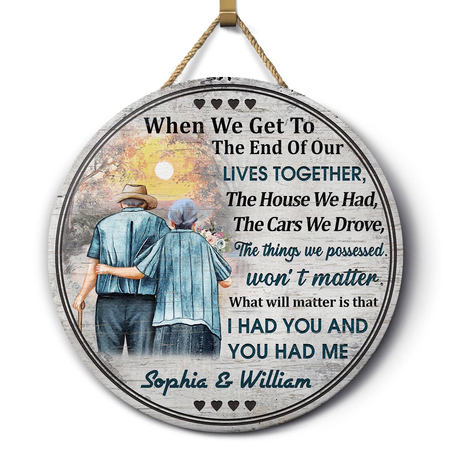 Personalized Family Old Couple When We Get Customized Wood Circle Sign