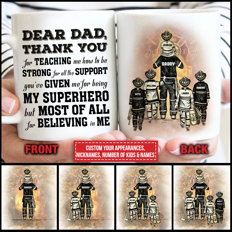 Personalized Firefighter Dad And Child Thank You Custom Mug