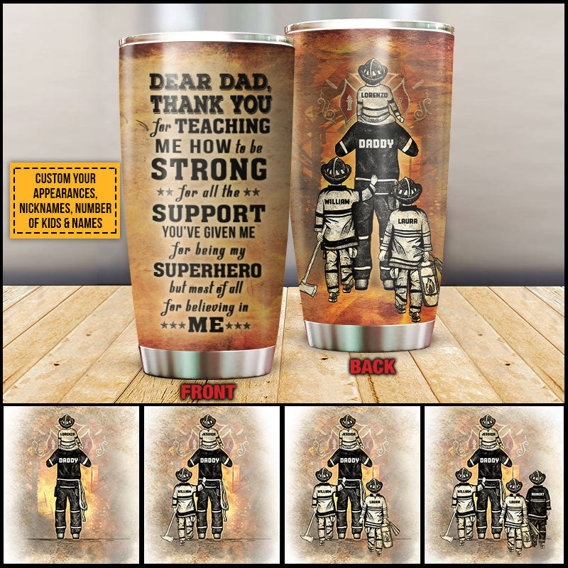 Personalized Firefighter Dad And Child Thank You Custom Tumbler