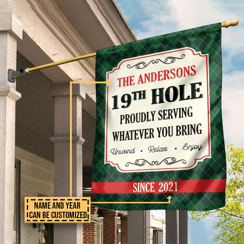 Personalized Golf 19th Hole Serving Customized Flag