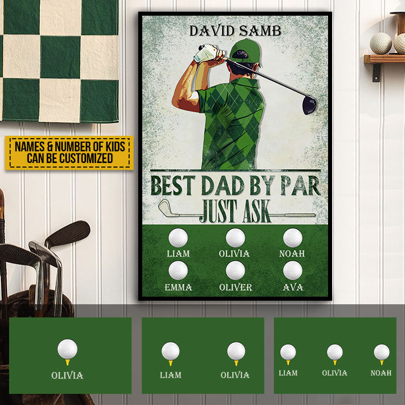 Personalized Golf Best Dad By Par Customized Poster