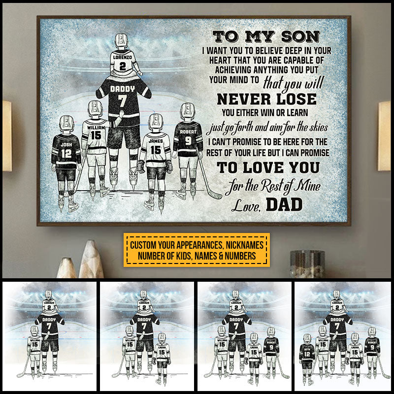 Personalized Hockey Dad And Child Never Lose Custom Poster
