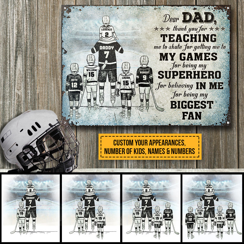 Personalized Hockey Dad And Child Thank You Custom Classic Metal Signs