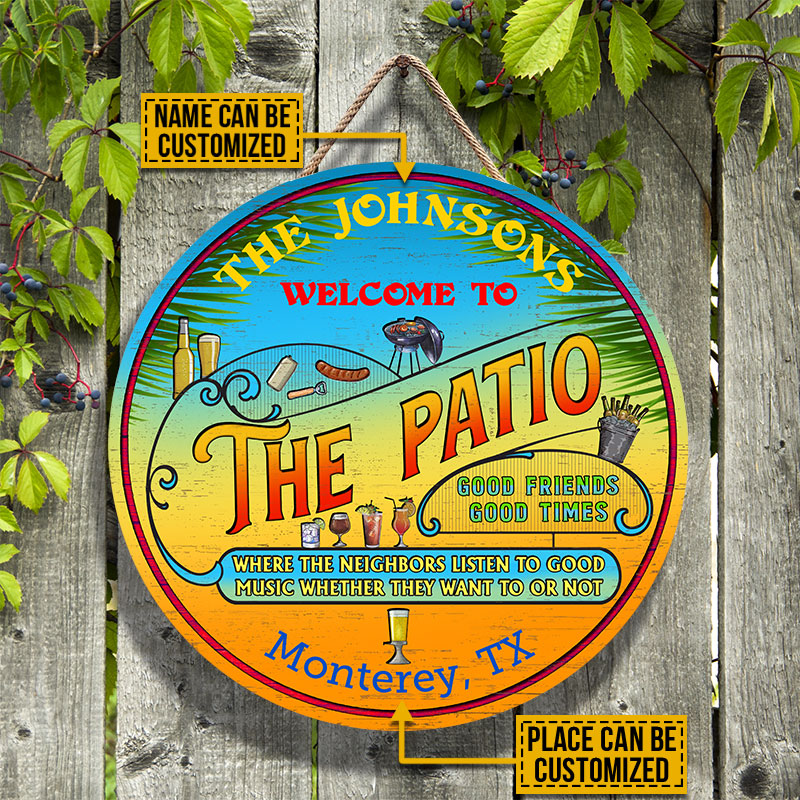 Personalized Patio Grilling Summer Listen To The Good Music Custom Wood Circle Sign