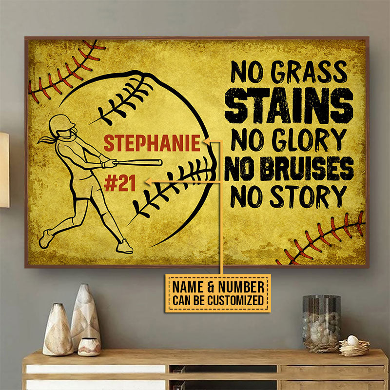 Personalized Softball No Grass Stains Customized Poster