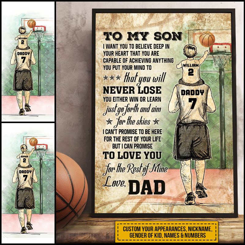 Personalized Basketball Dad And Child You Will Never Lose Custom Poster