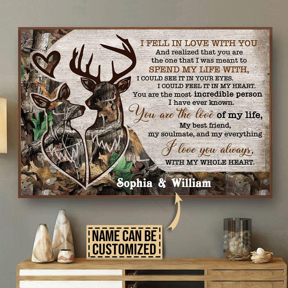 Personalized Deer Couple Camo I Fell In Love Poster