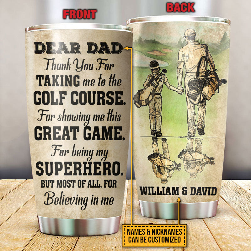 Personalized Golf Dad And Son Thank You Customized Tumbler