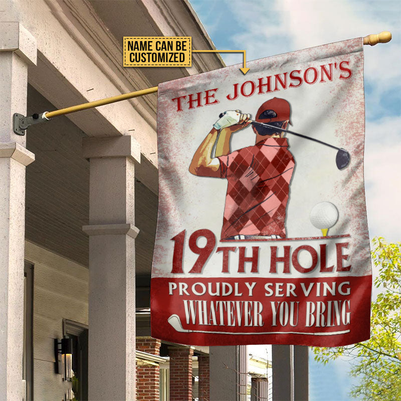Personalized Golf Proudly Serving Red Customized Flag