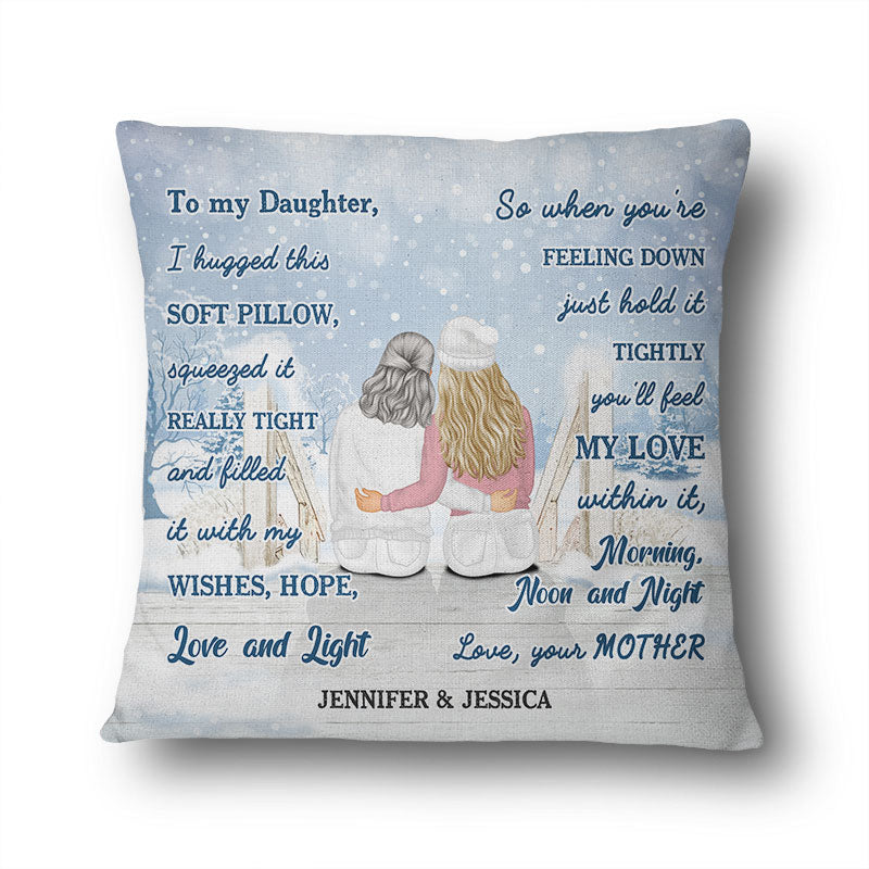 Christmas Mother And Daughter Hugged This Soft Pillow - Personalized Custom Pillow