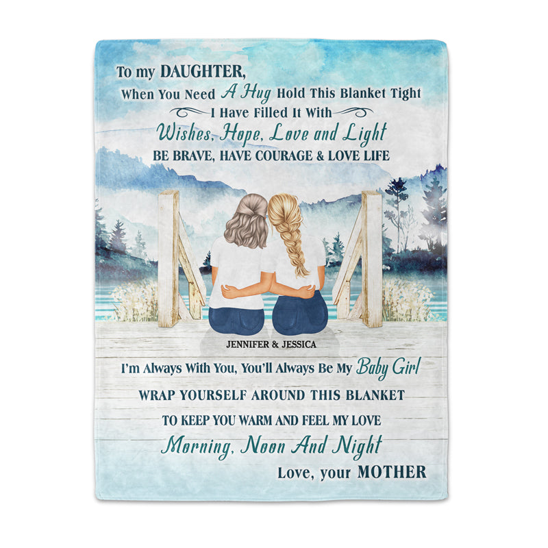 Lake Mother And Daughter Hold This Blanket Tight - Personalized Custom Fleece Blanket