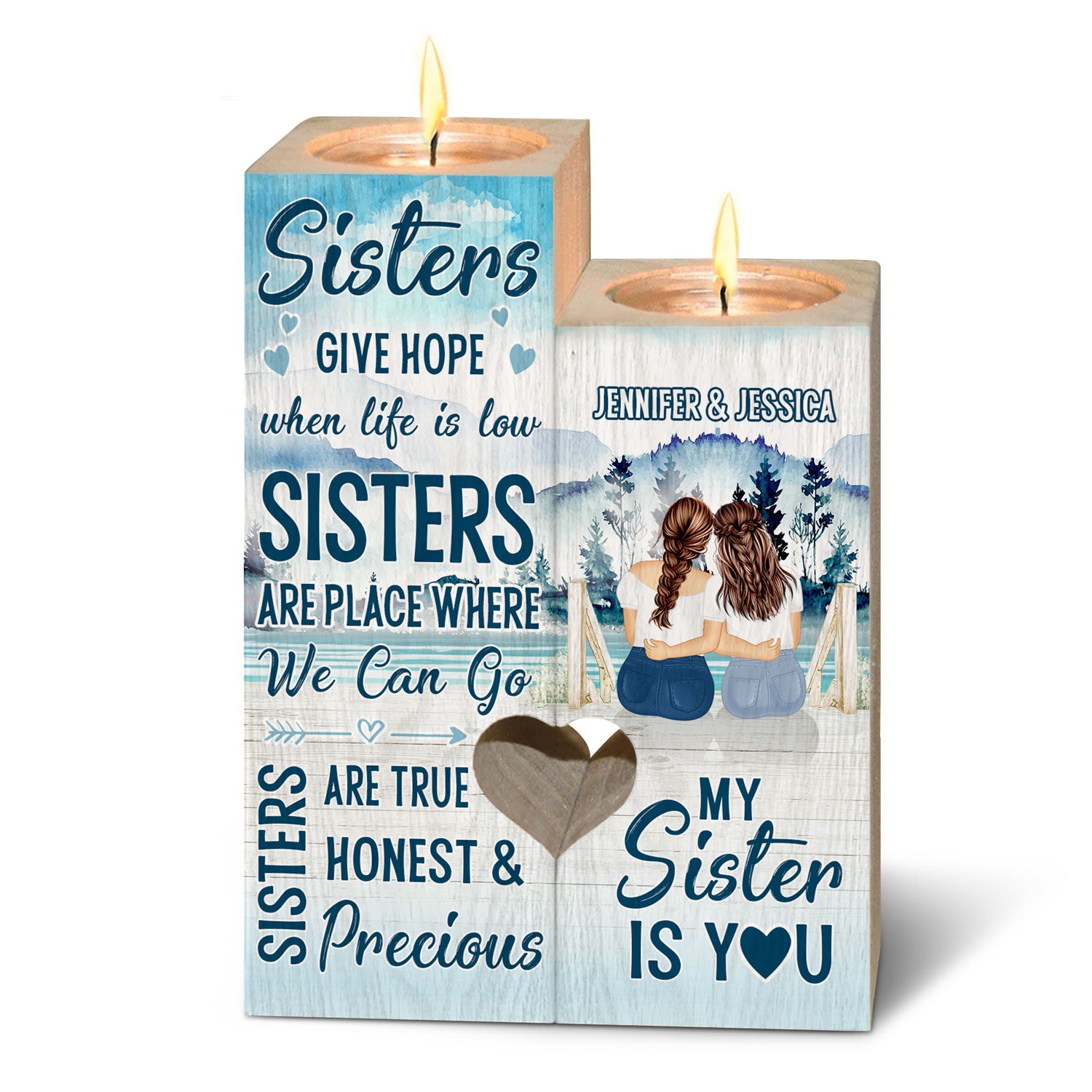 My Sister Is You - Gift For Sisters - Personalized Custom Candle Holder