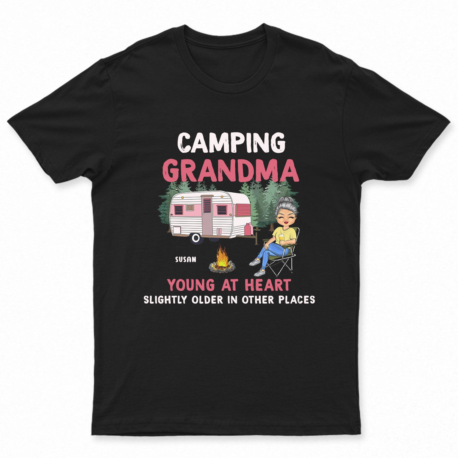Camping Grandma Young At Heart - Gift For Camping Lovers - Personalized Custom T Shirt