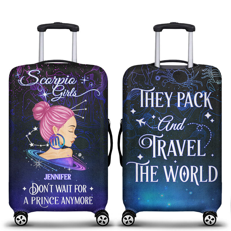 Zodiac Sign Girls Don't Wait For The Prince Traveling - Personalized Custom Luggage Cover