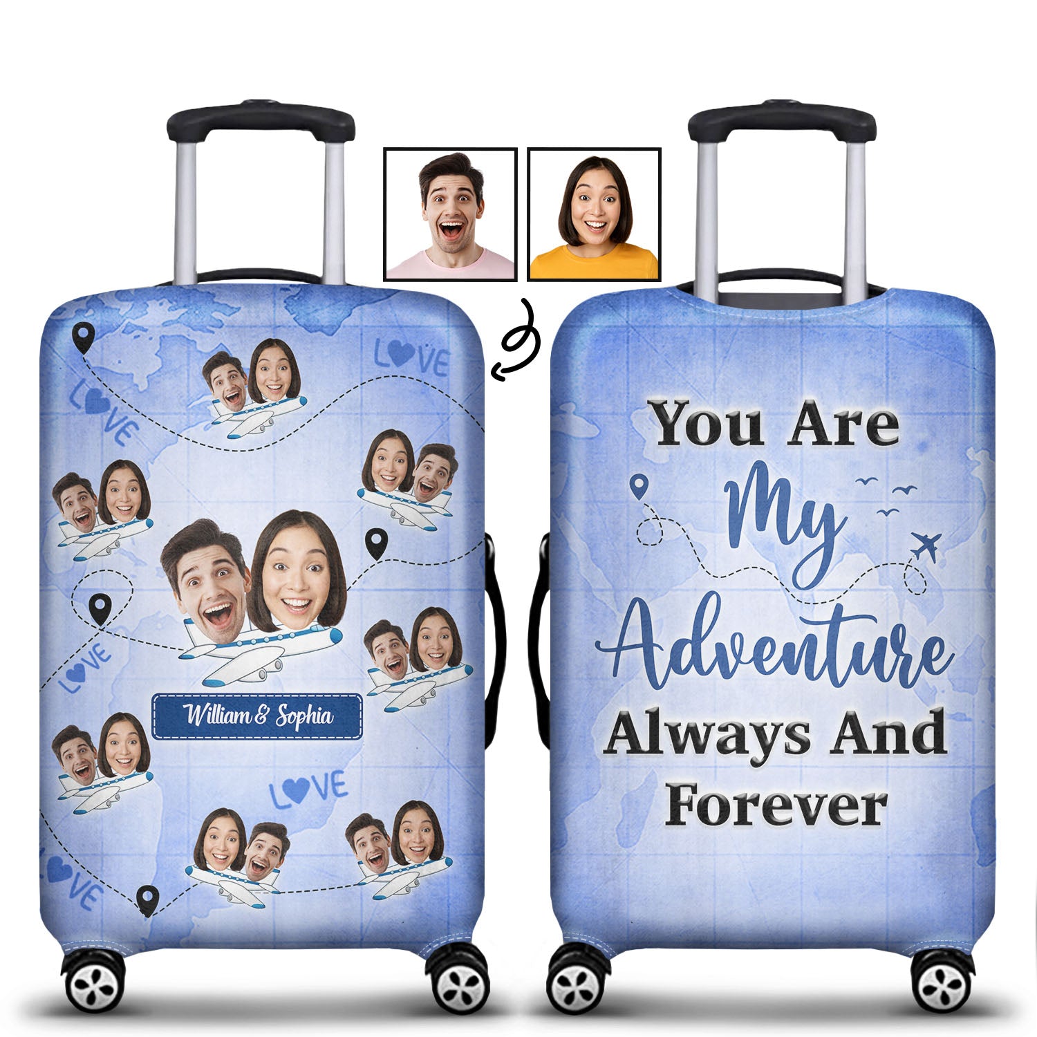 Custom Photo You Are My Adventure Always And Forever - Gift For Traveling Couples - Personalized Custom Luggage Cover