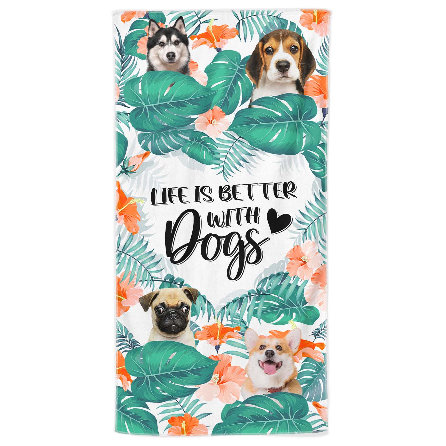 Custom Photo Life Is Better With Dog Cat - Funny Gift For Wife, Husband, Mom, Dog Mom, Dad, Dog Dad, Cat Mom, Cat Dad, Pet Lovers - Personalized Custom Beach Towel