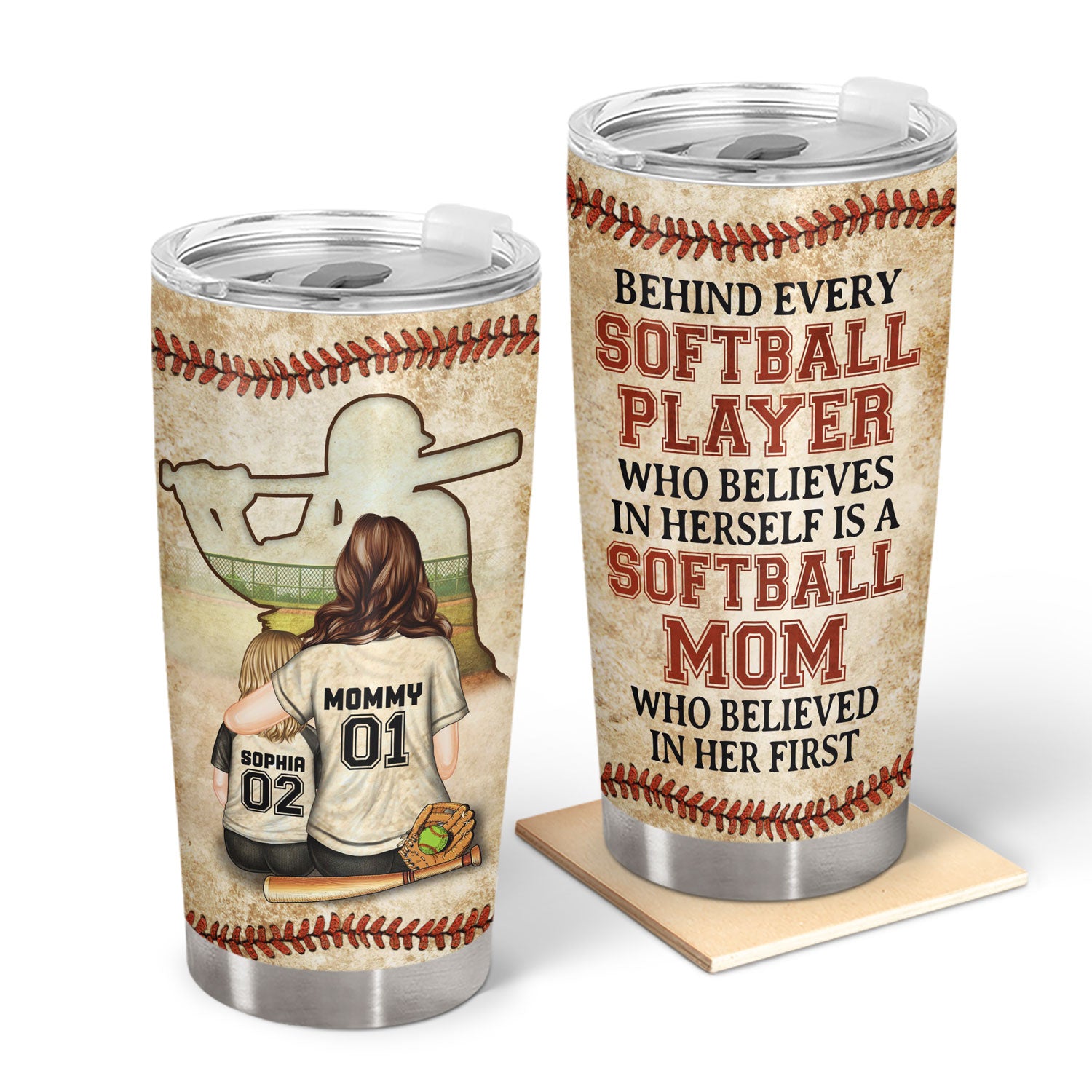 Softball Mom Behind Every Softball Player - Mother Gift - Personalized Custom Tumbler