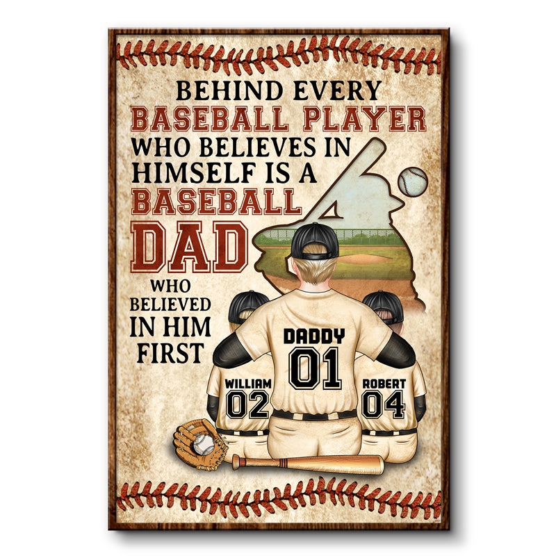Baseball Dad Behind Every Baseball Player - Father Gift - Personalized Custom Poster