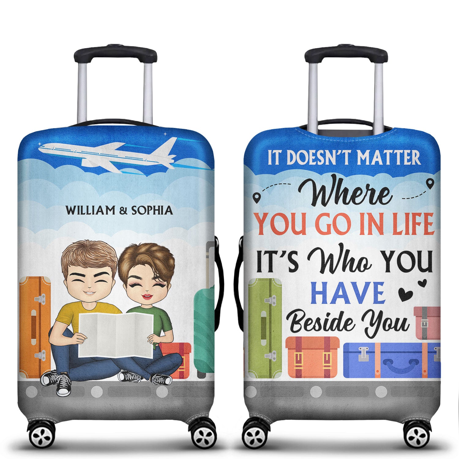 It's Who You Have Beside You - Gift For Couples - Personalized Custom Luggage Cover