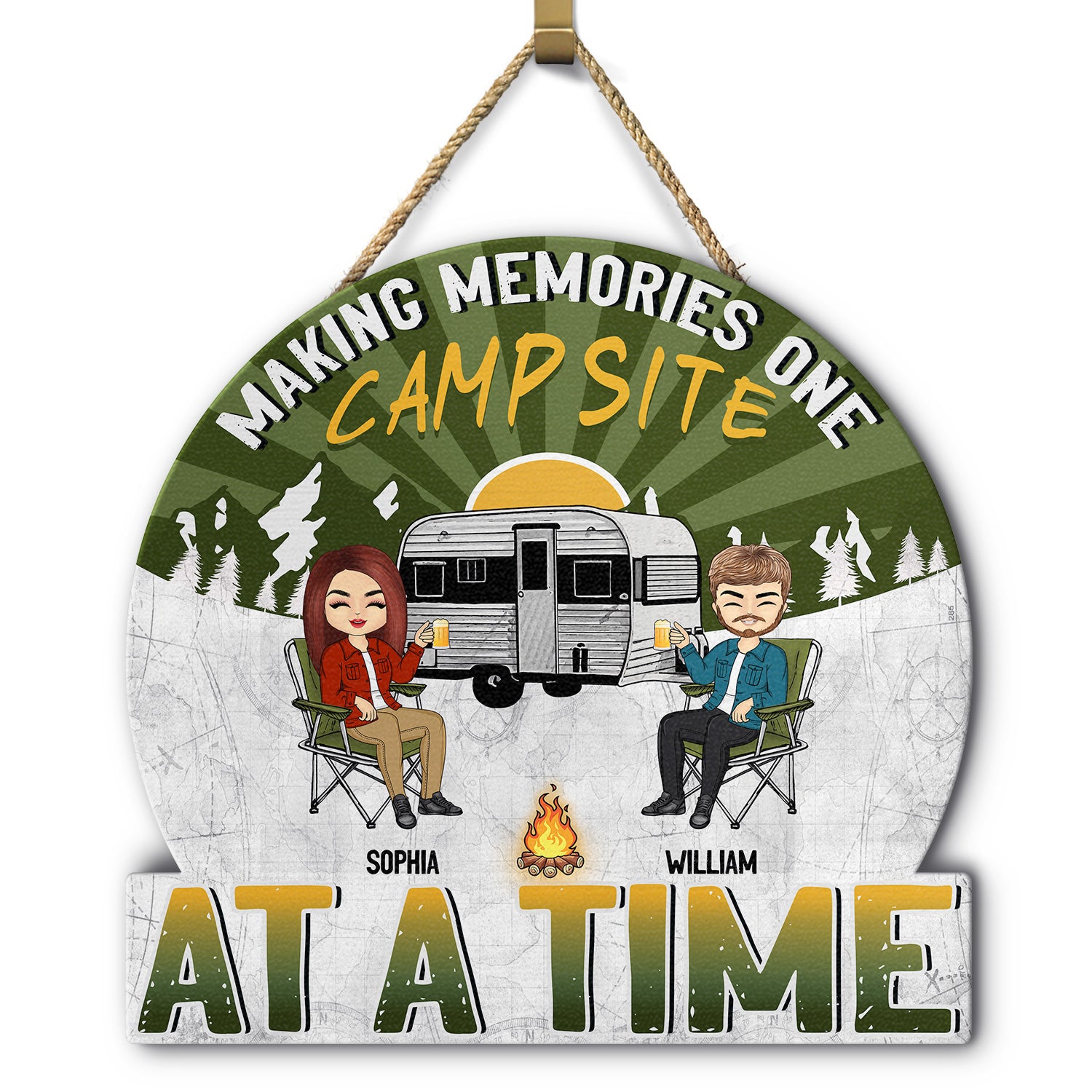 Camping Making Memories - Gift For Couples - Personalized Custom Shaped Wood Sign