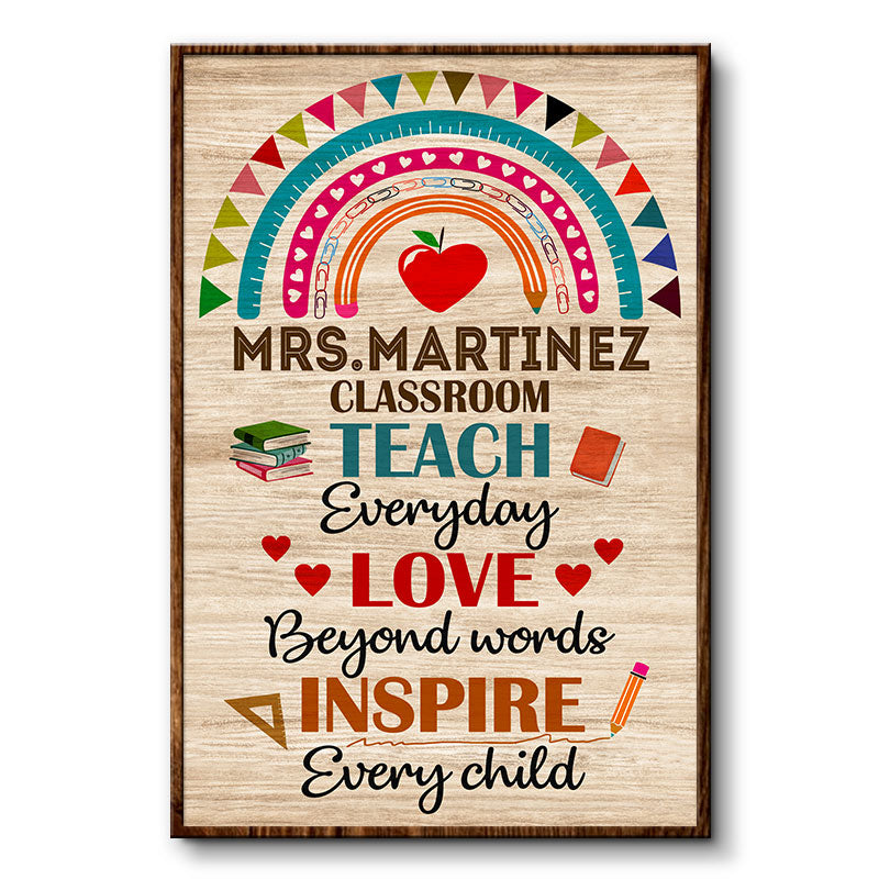 Teach Love Inspire Teacher Back To School Gift - Personalized Custom Poster