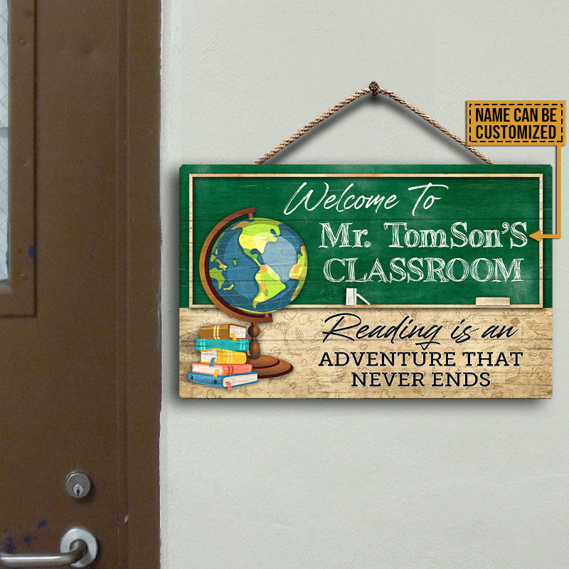 Teacher Adventure Custom Wood Rectangle Sign, Classroom Door Sign, Classroom Decor