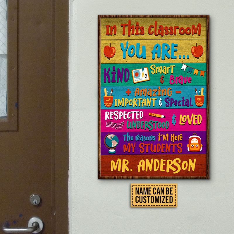 Teacher In This Classroom Custom Poster, Teacher Gifts, Classroom Decor, Labor Day Gift