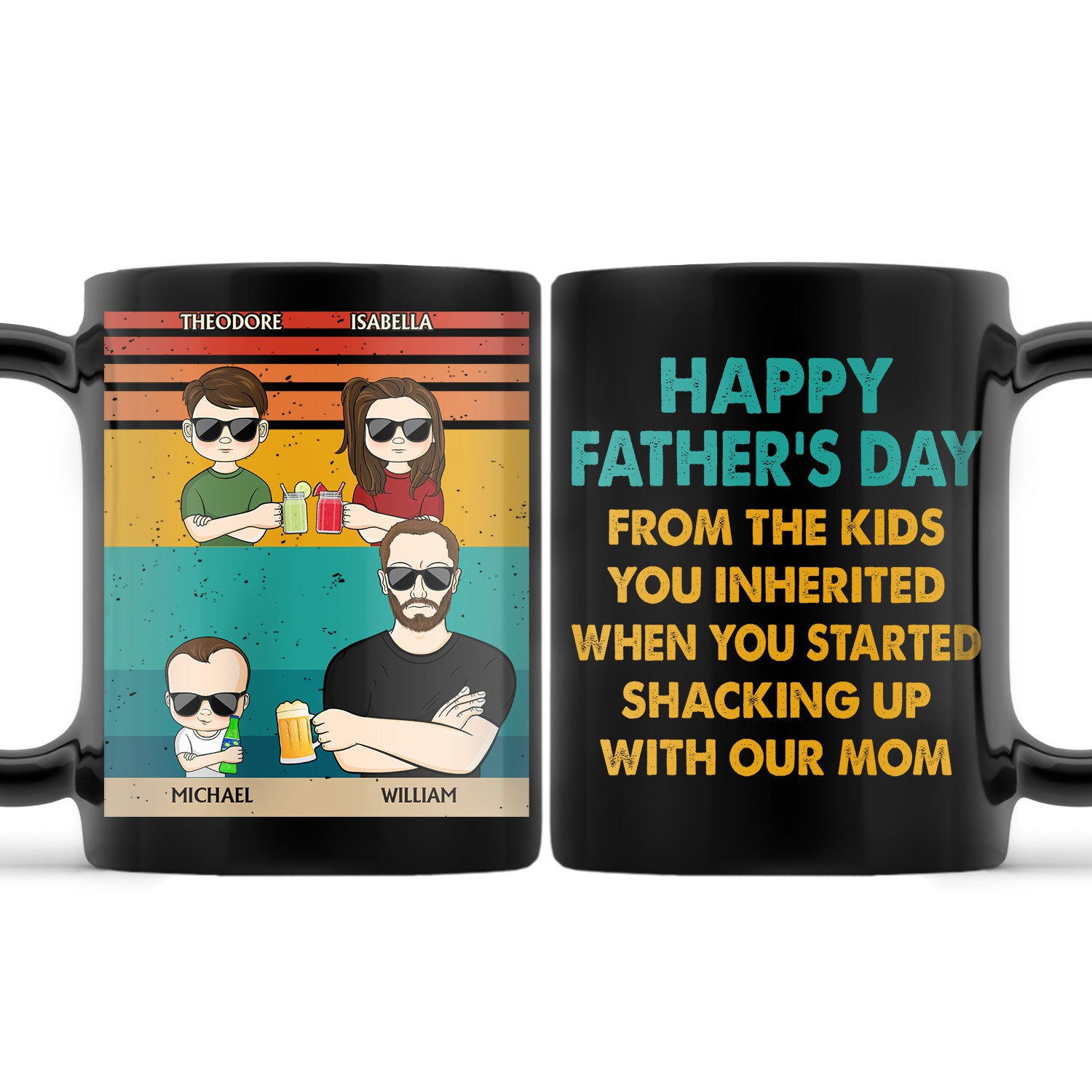 From The Kid You Inherited - Funny, Birthday Gift For Father, Husband - Personalized Custom Black Mug