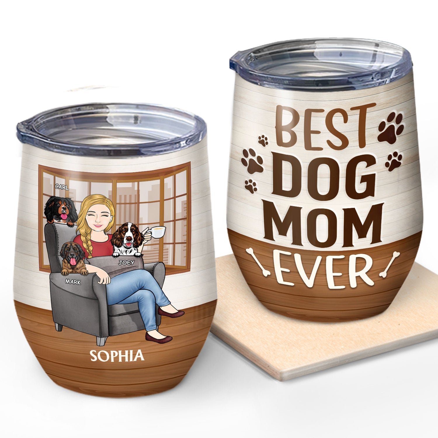 Thank You Best Dog Mom Ever - Mother Gift - Personalized Custom Wine Tumbler