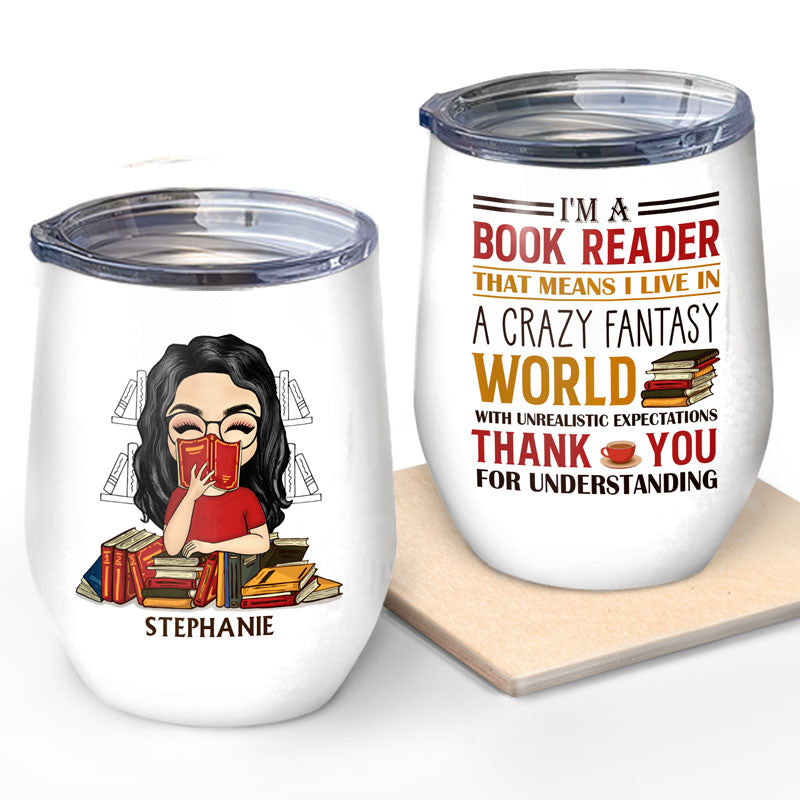 Chibi Girl I'm A Book Reader - Book Lovers Gift - Personalized Custom Wine Tumbler