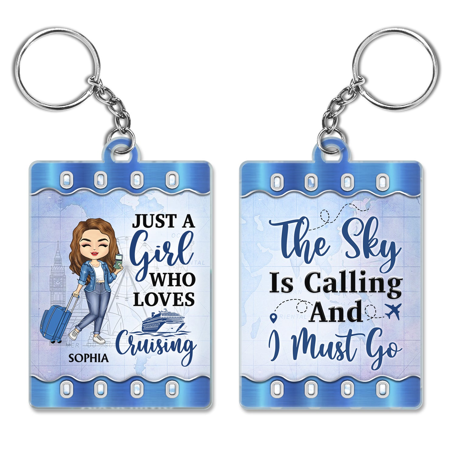 Just A Girl Boy Who Loves Traveling Cruising - Birthday Gift For Travel Lovers - Personalized Custom Acrylic Keychain