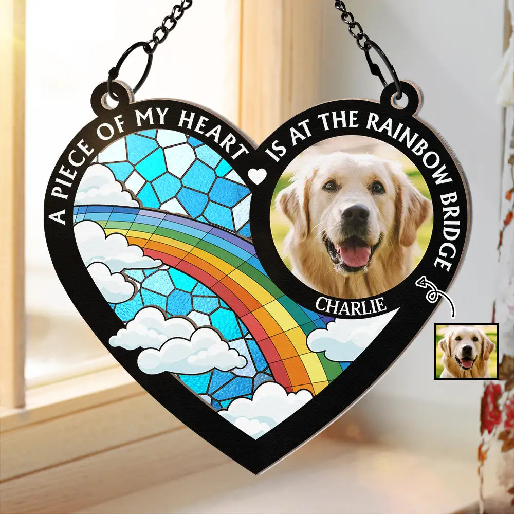 Custom Photo A Piece Of My Heart - Personalized Window Hanging Suncatcher Ornament