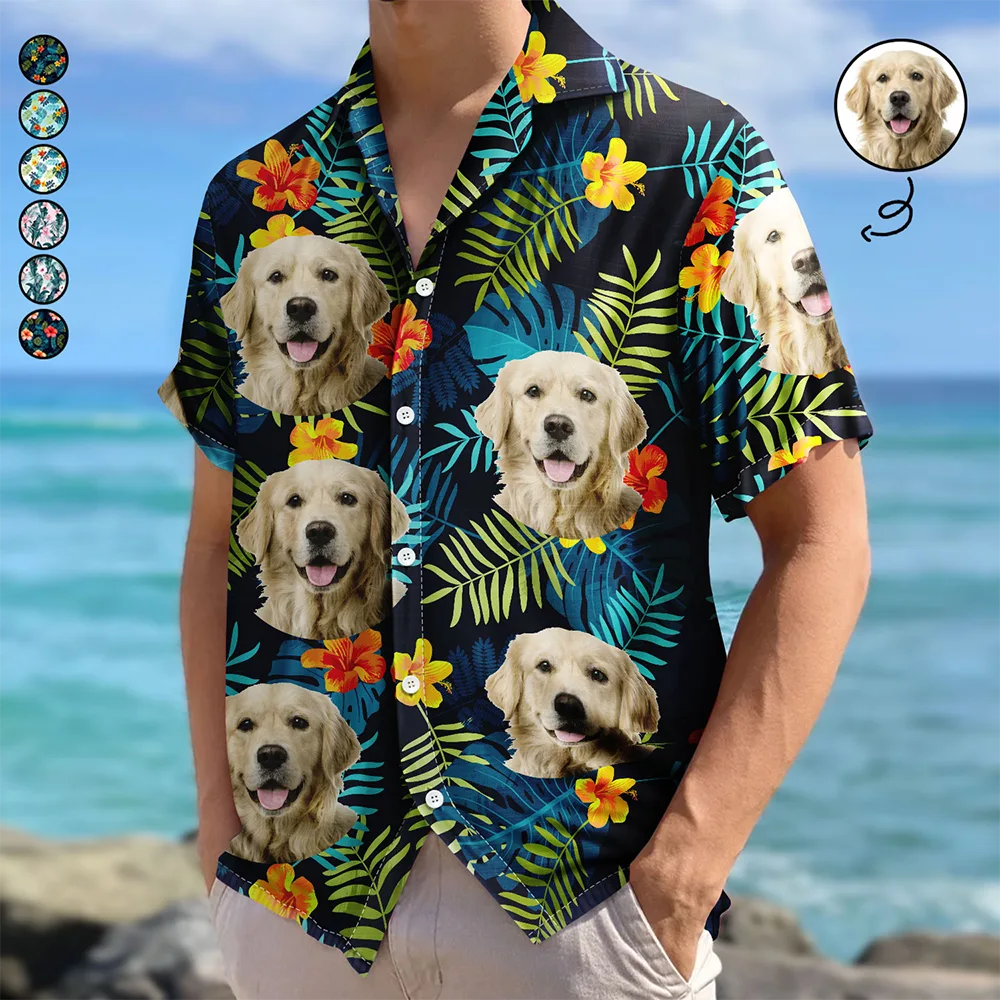 Custom Photo Tropical Vibes Pet Face - Personalized Hawaiian Shirt