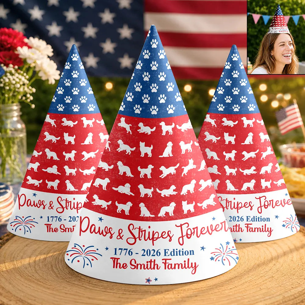 1776 Edition Paws And Stripes US Independence Day - Personalized Party Hats