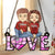 Chibi Couple Love Word Sign - Personalized Window Hanging Suncatcher Ornament