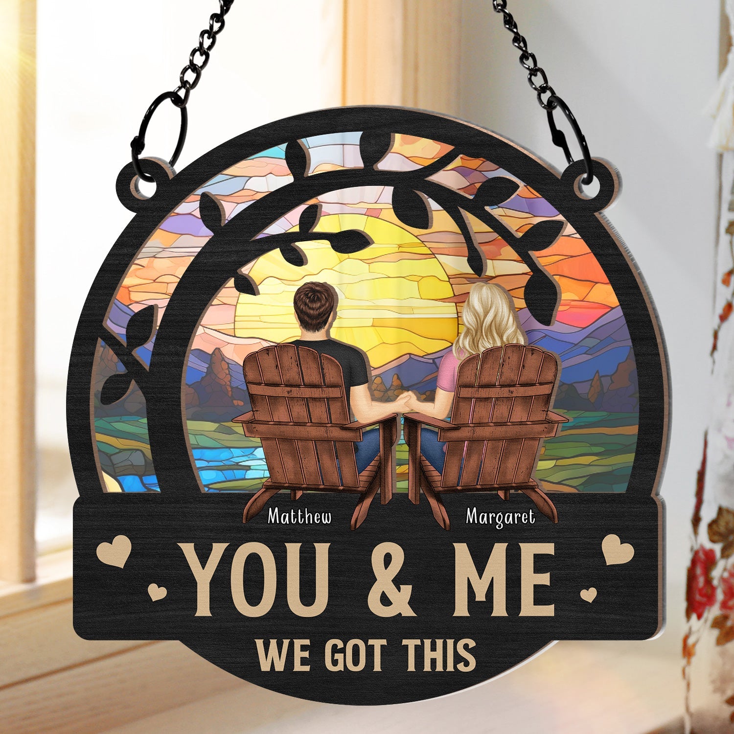 Branch Back Couple You & Me We Got This - Personalized Window Hanging ...