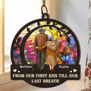 Old Couple From Our First Kiss - Personalized Window Hanging Suncatcher Ornament