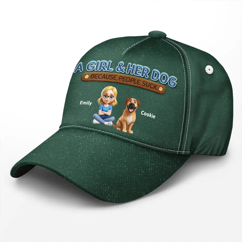 Pet Lovers,Dog Lovers,Cat Lovers,Funny - A Man And His Dog Because People Suck 3D Effect - Personalized Classic Cap