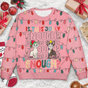 Cat Lovers, Cat Mom, Cat Dad, Happy, Christmas - Funny Cats Is This Jolly Enough - Personalized Unisex Ugly Sweater