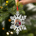 Family, Custom Photo, Christmas, Happy - Custom Photo Snowflake For Family, Bestie, Pet Lover - Personalized Metal Ornament