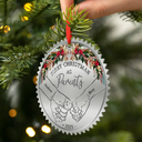 Gift For Couples, Married , Wedding Anniversary, Love - Holding Hands First Christmas Married Couple - Personalized Metal Ornament