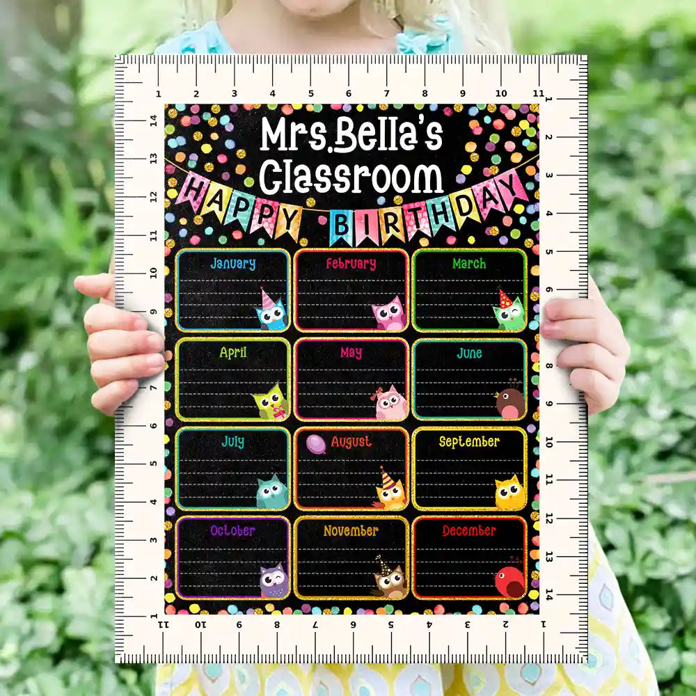 Teacher,Happy - Teacher Classroom Cute Birthday Month Board - Personalized School Sign
