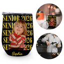 Graduation,Happy,Photo,Proud - Custom Photo Senior Vintage Portrait - Personalized Wine Tumbler