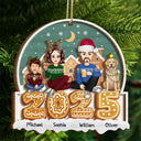 Family - 2025 Cartoon Family And Pet Gingerbread Cookies - Personalized 2-Layered Wooden Ornament