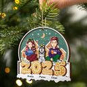 Family - 2025 Cartoon Family And Pet Gingerbread Cookies - Personalized 2-Layered Wooden Ornament