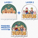 Family - 2025 Cartoon Family And Pet Gingerbread Cookies - Personalized 2-Layered Wooden Ornament