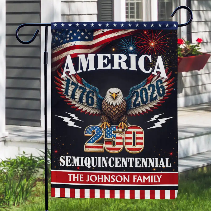 America 250th,Independence Day,Family,Happy,Top Market,Proud - 250 Years America Semiquincentennial - Personalized Flag