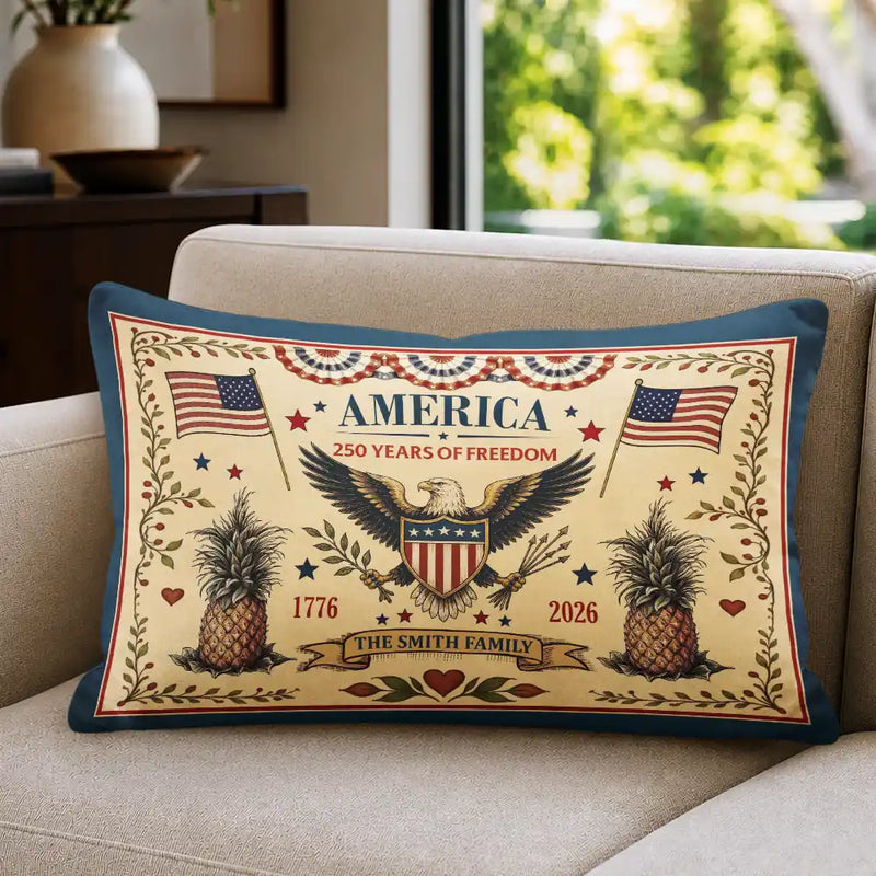 Independence Day,America 250th,Family,Gift For Bestie,Gift For Sibling,Gift For Grandparents,Gift For Yourself,Gift For Women,Gift For Men,Parents,Proud - 250 Years Of Freedom US Independence Day - Personalized Pillow