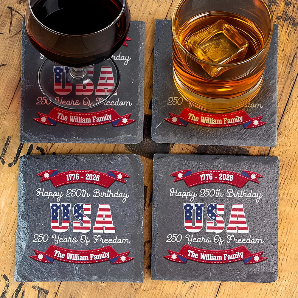 250 Years Of Freedom US Independence Day - Personalized Slate Coaster