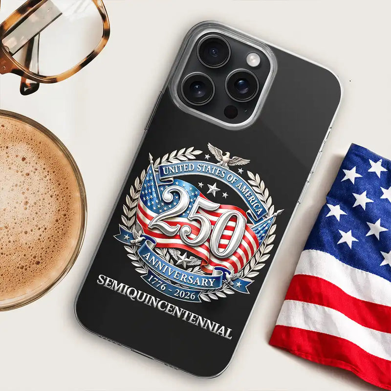Independence Day,America 250th,Gift For Yourself,Happy,No Custom,Gift For Women,Gift For Men - 250th Anniversary Eagle US Independence Day - Clear Phone Case